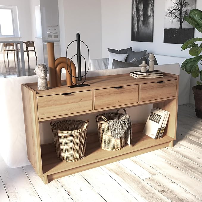 Prepac Natural Oak Simply Modern Entryway Table, Narrow Console Table - Image 10