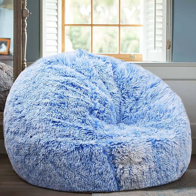 Fluffy Bean Bag Chair for Kids, 2.5FT Round Memory Foam Filled Bean Bag for - Image 5