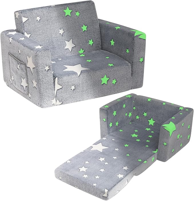 ALIMORDEN 2-in-1 Toddler Fold Out Couch, Comfy Convertible Sofa to Lounger by ALIMORDEN
