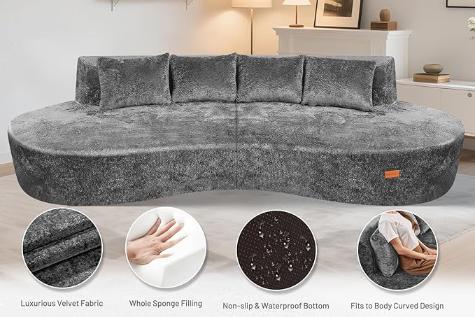 Homguava 104'' Modular Sectional Sofa, Curved Modern Sofa - Image 4