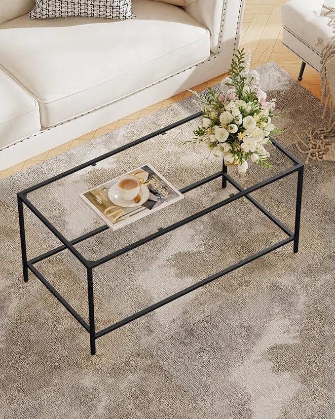 Glass Coffee Table, Modern Rectangular Coffee Table - Image 7
