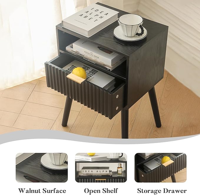 Black Nightstand, Modern Bedside Table - Image 6