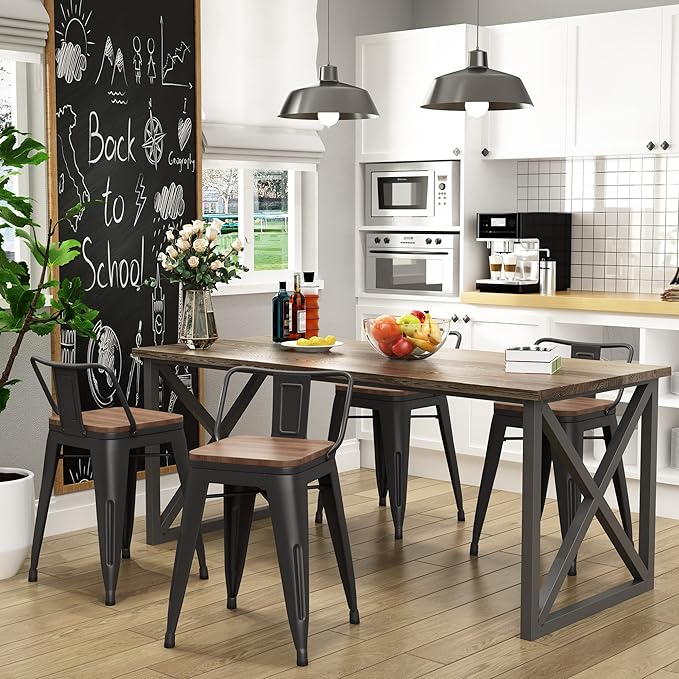 Yongchuang 18" Bar Stools Set of 4 Metal Stackable Short Stools - Image 2