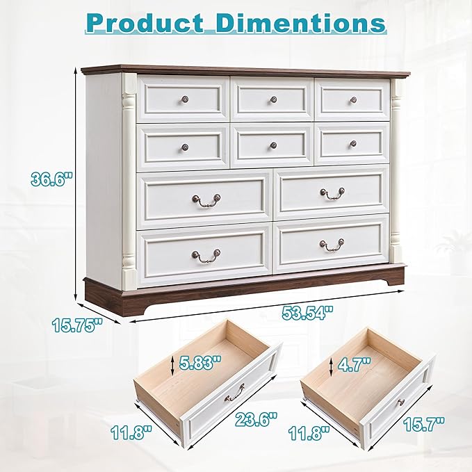 53.54" Farmhouse Sideboard Buffet Cabinet - Image 2