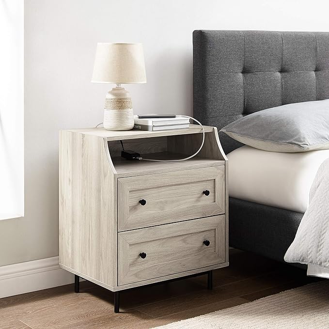 Walker Edison Florence 22 Inch 2 Drawer Open Top Side Table - Image 2