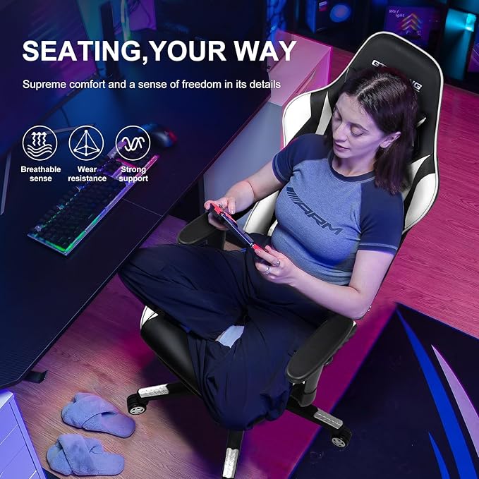 GTRACING Gaming Chair with Footrest, Ergonomic Computer Game Desk Chair - Image 4