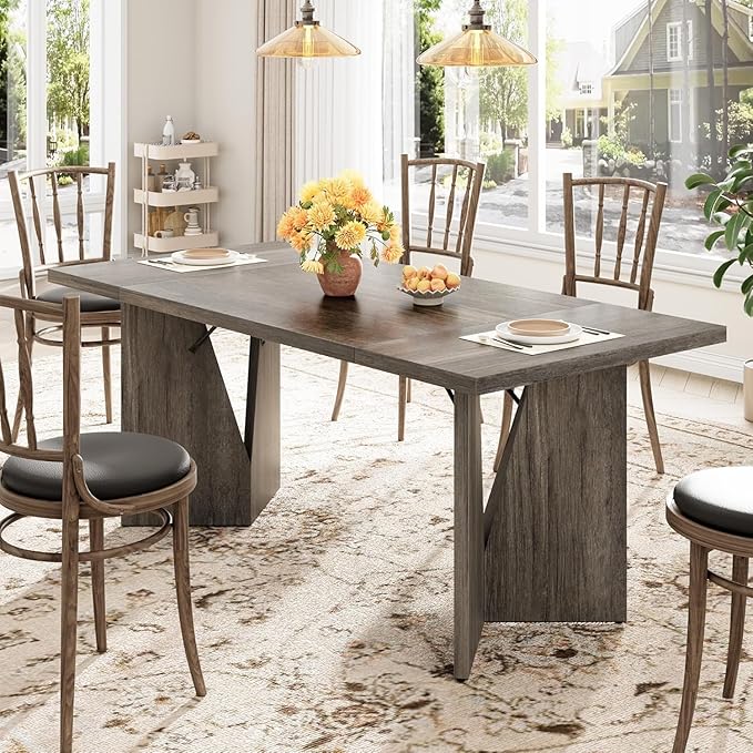 GarveeHome Dining Room Table 6, 70.9'' Rectangular Kitchen Table Dining Room by GarveeHome