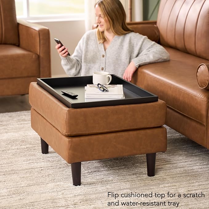 Bush Home Storage Ottoman with Tray, Living Room Furniture, Max Collection - Image 6