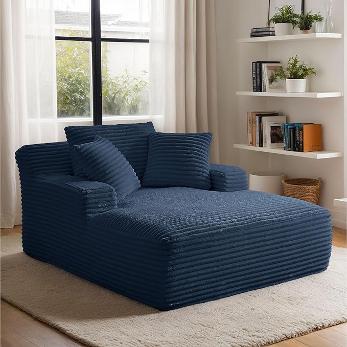Oversized Chaise Daybed Lounge Sleeper Chair Sofa Bed Indoor, Fluffy Corduroy - Image 6
