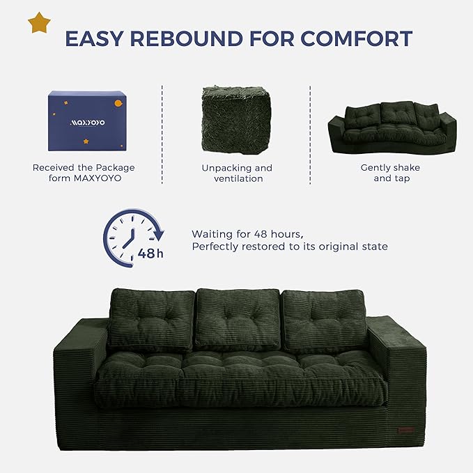 MAXYOYO 3 Seater Couch for Living Room, Boneless Couch - Image 6