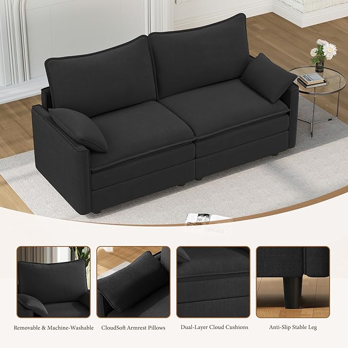 Vesgantti 74" Loveseat Sofa for Living Room, Comfy Cloud Couch Deep Seat - Image 5
