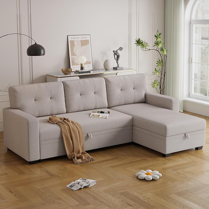 Ball & Cast Convertible Sectional Sleeper Sofa Bed L Shaped 4 in 1 Pull Out - Image 6