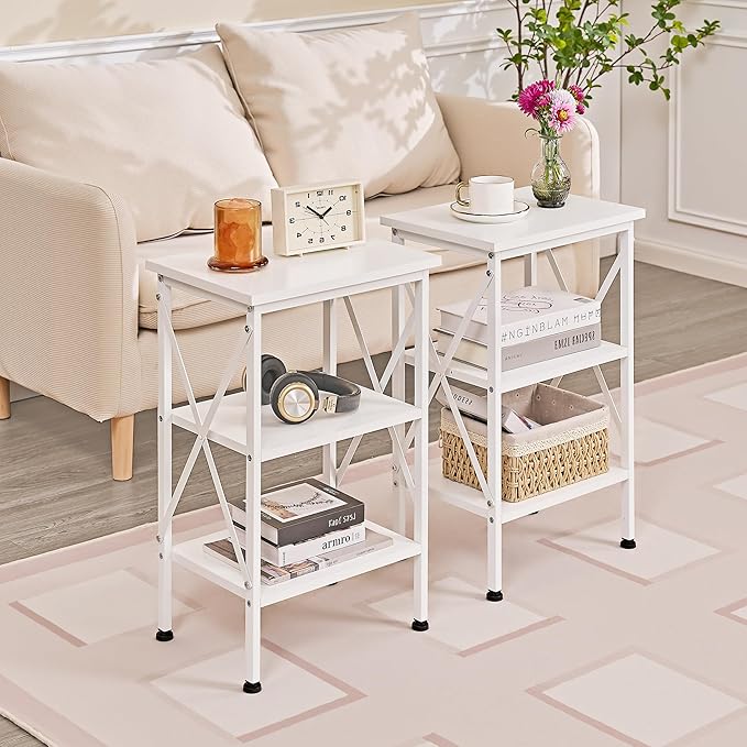 VECELO End Table, Bedside Table, X-Design Reinforced Nightstands, Side Table - Image 8