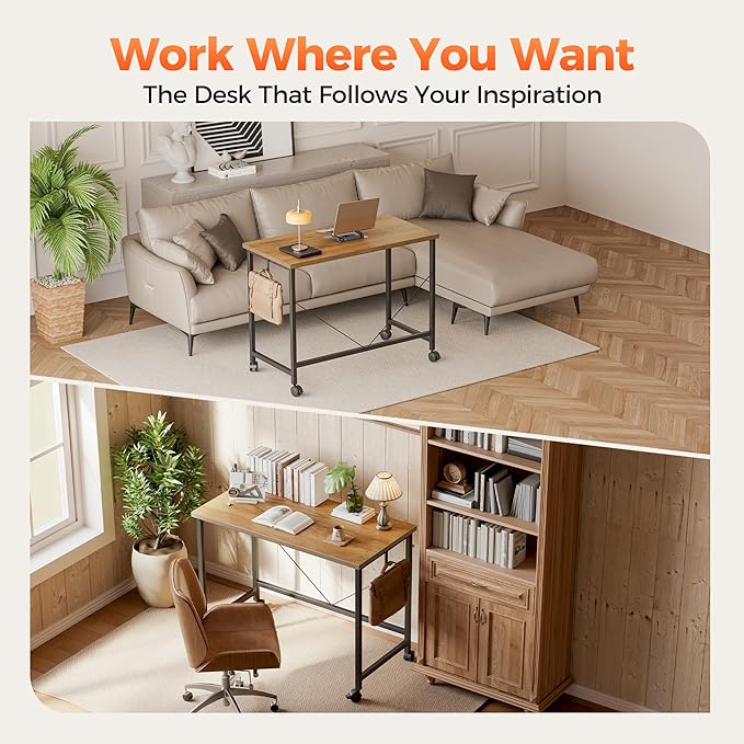 Rolling Computer Desk with Wheels, Gaming Desk - Image 3