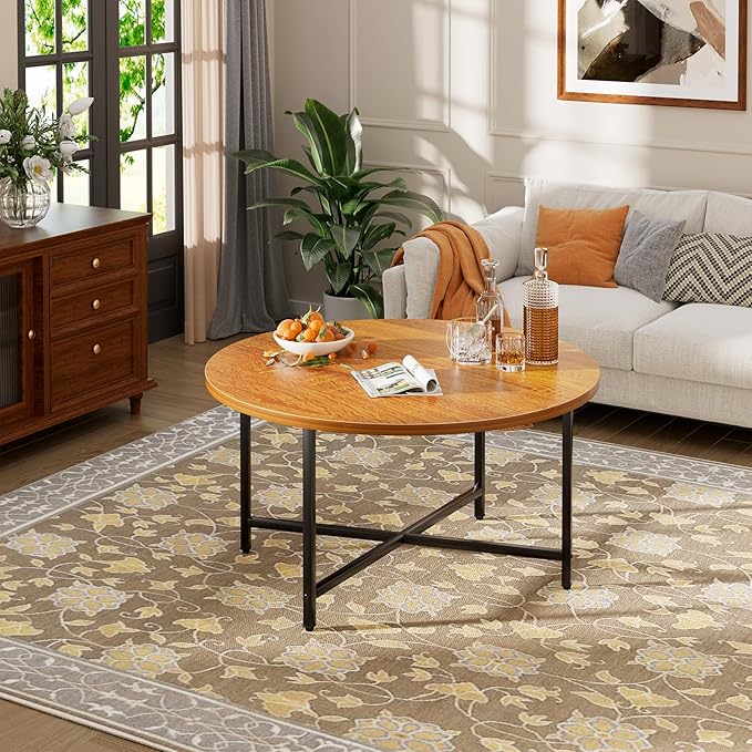 Round Coffee Table, 31.5" Circle Coffee Table，Modern Round Coffee Tables Living by FAMIDGE