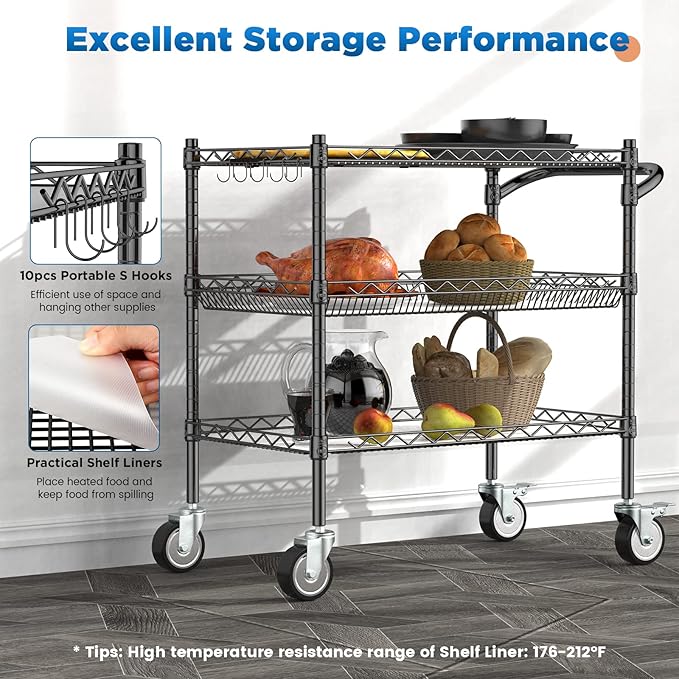 Leteuke 3 Tier Rolling Carts - Image 7
