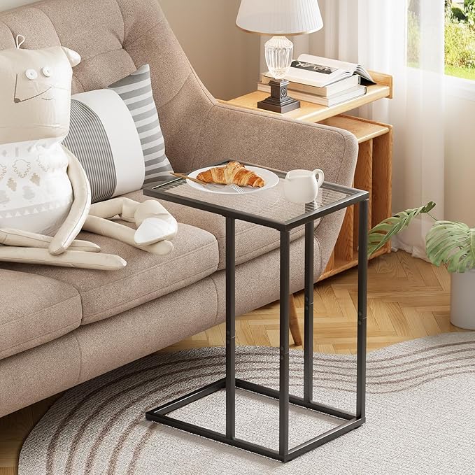 C Shaped End Table Set of 2, Couch Side Tables - Image 2