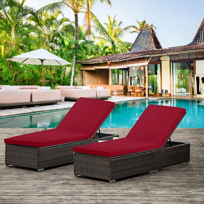 Chaise Lounge Cushions Outdoor Set of 4 - Image 9