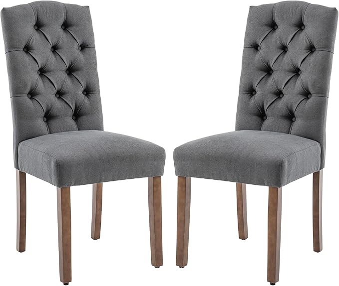 Tufted Upholstered Parsons Dining Chair Set Fabric Diner Accent Stylish Modern by SNUGWAY