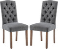 Tufted Upholstered Parsons Dining Chair Set Fabric Diner Accent Stylish Modern by SNUGWAY