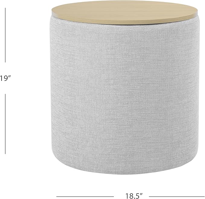 HomePop Storage Ottoman with Wood Top - Image 3