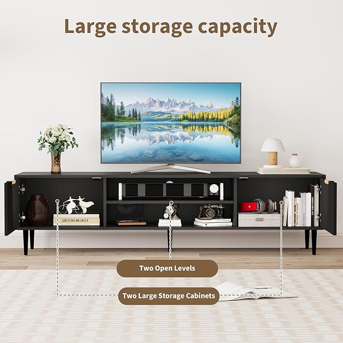 GarveeHome Black TV Stand, TV Stands - Image 5