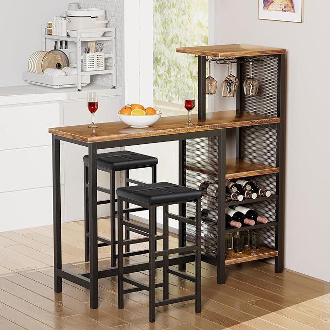 VECELO Bar Table and Chairs Set by VECELO