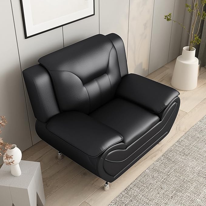Container Furniture Direct Michael Modern Faux Leather Upholstered Stainless - Image 12