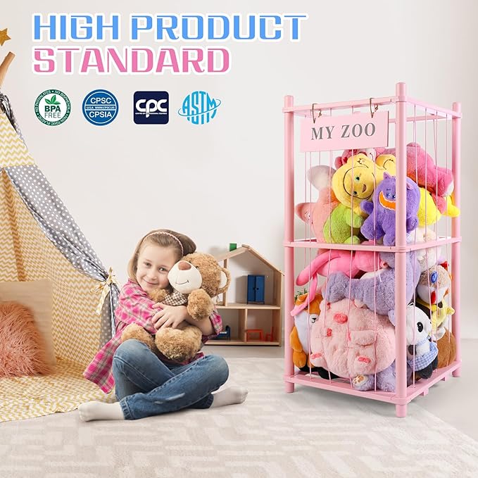 Stuffed Animal Storage Zoo, Wooden Stuffed Animal Organizer - Image 3