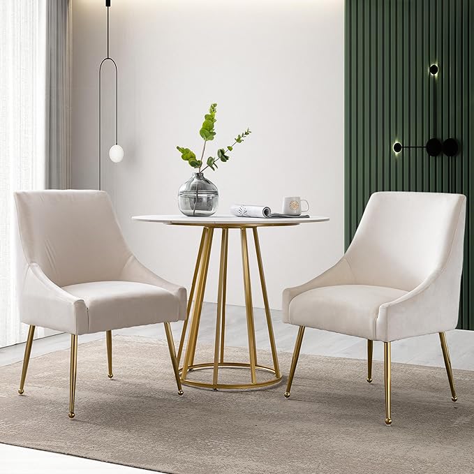 Modern Velvet Dining Chairs Set of 2, Contemporary Upholstered Furniture - Image 6