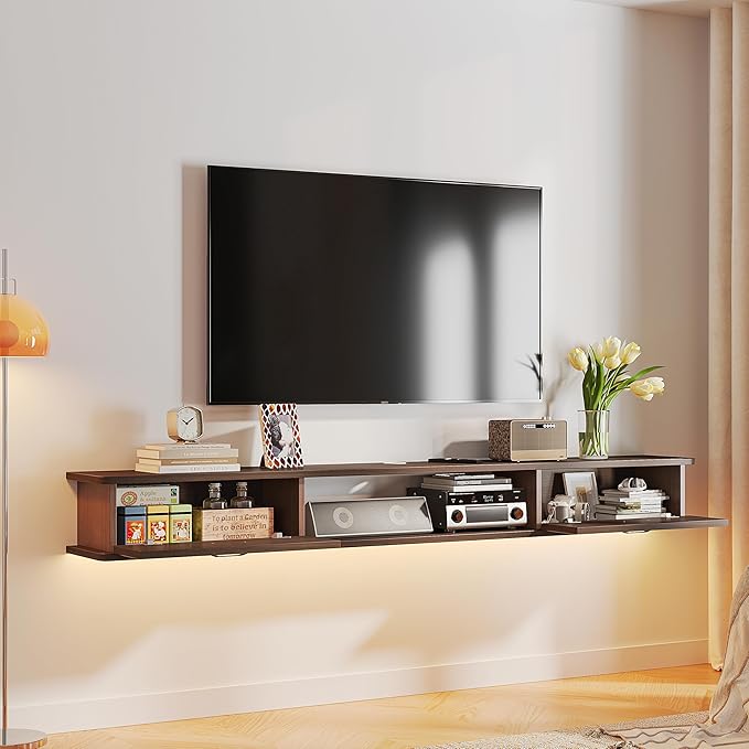 Floating TV Stand with 2 Doors, Floating TV Cabinet, Floating Console Shelf - Image 4