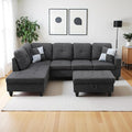 L Shaped Couch Modern Sectional Couch Upholstered Flannel Fabric 3 Pieces Sofas by LynginsCreativeLife