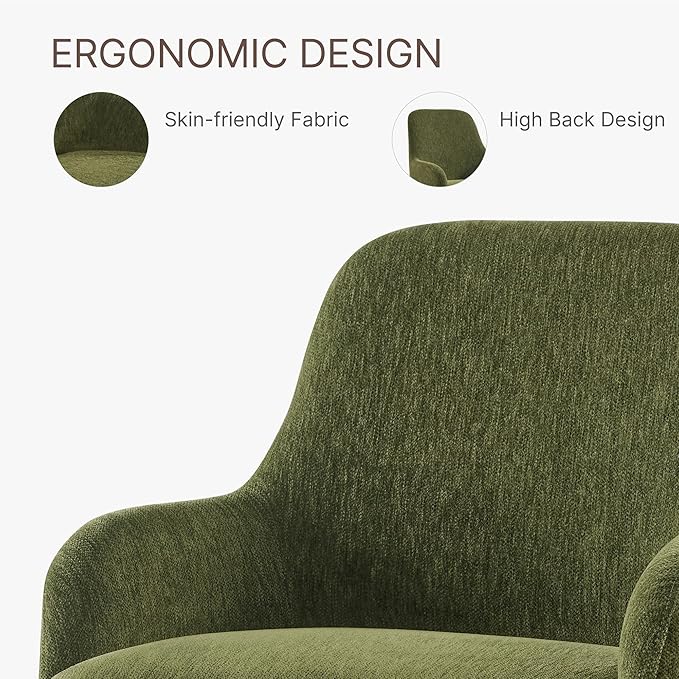 Swivel Dining Chairs Set of 4, Mid Century Modern Chairs Fabric Upholstered - Image 6