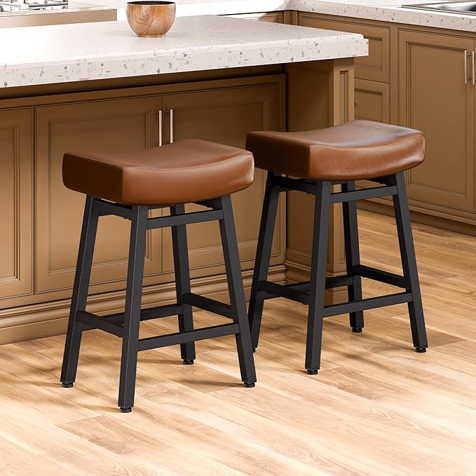 Counter Height Bar Stools Set of 2, 24 Inch Backless BarStools by LONXIUMODERNHOMEFURNISHINGS