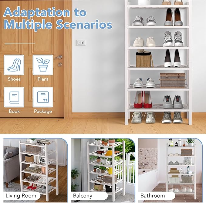 Haddockway small 6 Tier Bamboo Shoe Rack Storage Organizer, Small Space - Image 7