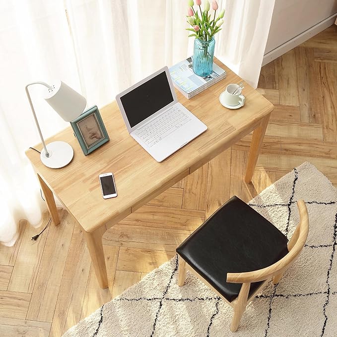 Solid Wood Desk with Drawers, Small Computer Desk - Image 7
