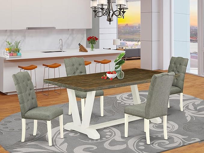 East West Furniture V077EL207-5 5 Piece Dinette Set - Image 2