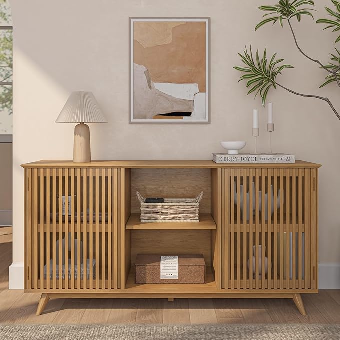 Plank+Beam Mid-Century Modern Wood TV Stand, Solid Wood Entertainment Console - Image 10