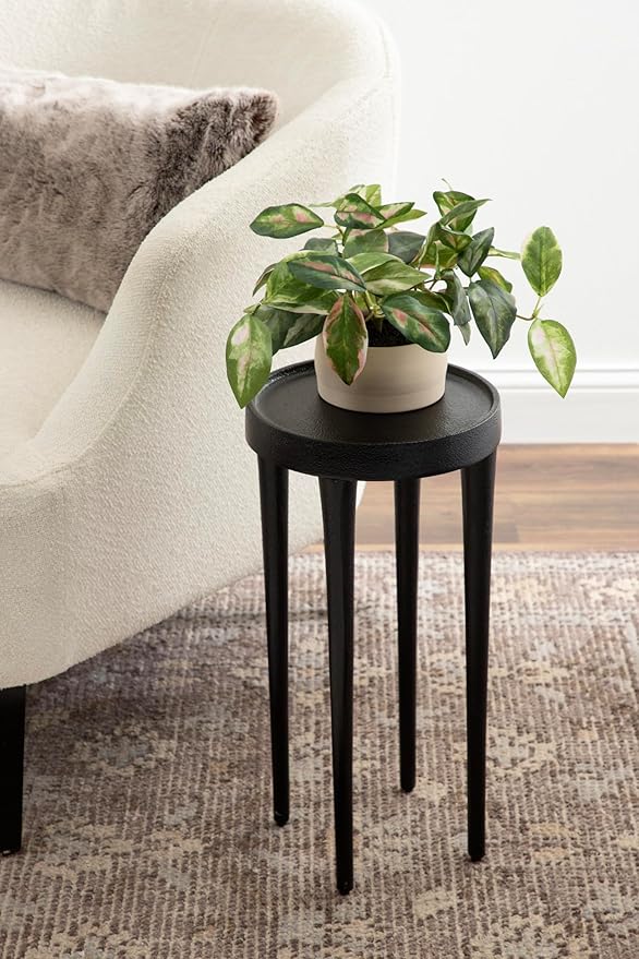 Kate and Laurel Rava Modern Metal Round Drink Table; 10 x 10 x 21; Black; Cast - Image 2
