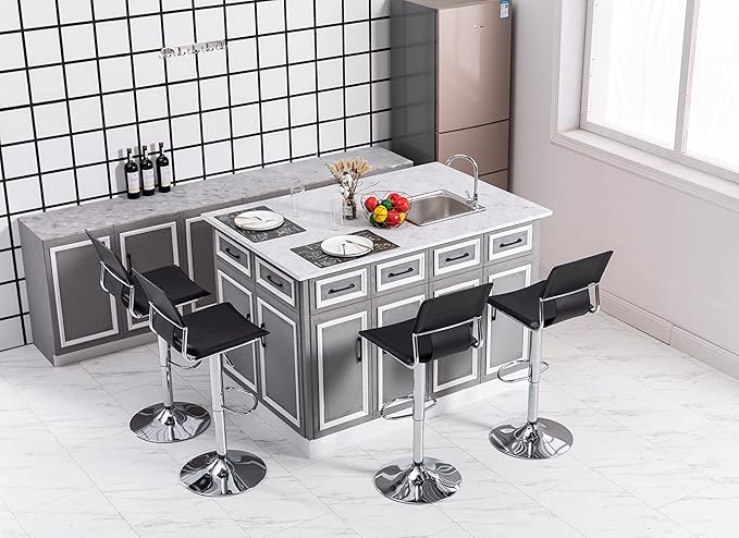 Sidanli Swivel Barstools Set of 2, Adjustable Barstools Set of 2，Faux Leather - Image 8