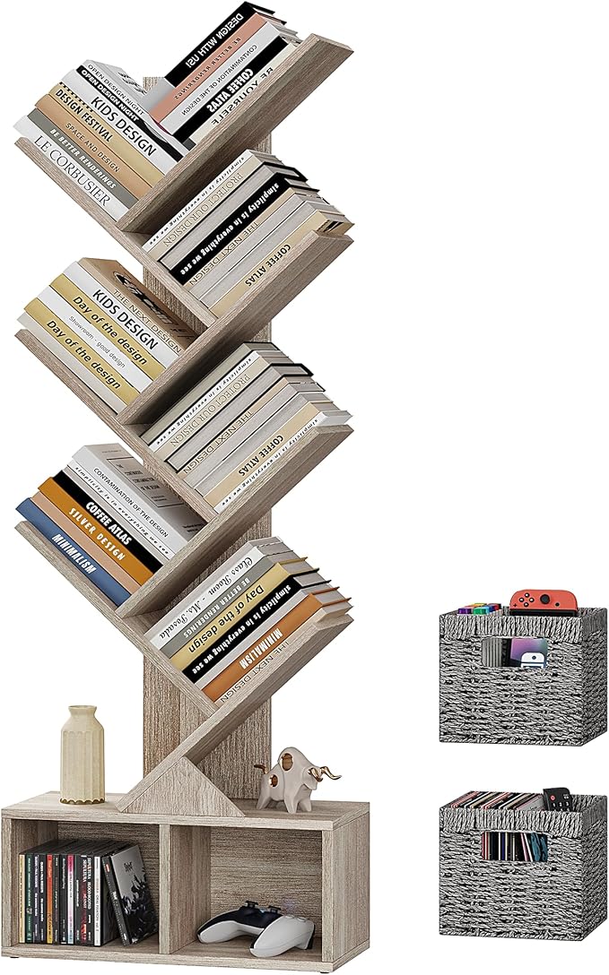 Vagusicc 6 Tier Tree Bookshelf, Small Bookcase by Vagusicc
