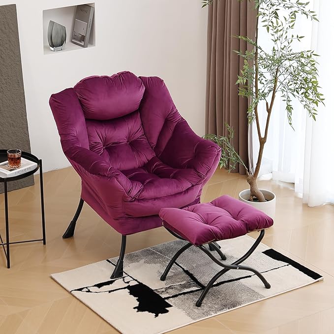 Lazy Chair with Ottoman, Modern Chair with Folding Footrest, Lounge Accent Chair - Image 7
