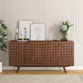 NTC Sapa Mid-Century Modern Solid Wood Sideboard – 4-Door Accent Buffet Cabinet by NTC