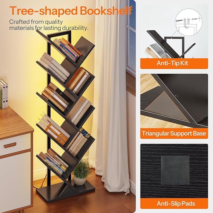 HOOBRO Tree Bookshelf, 9-Tier Tree Bookshelf - Image 5