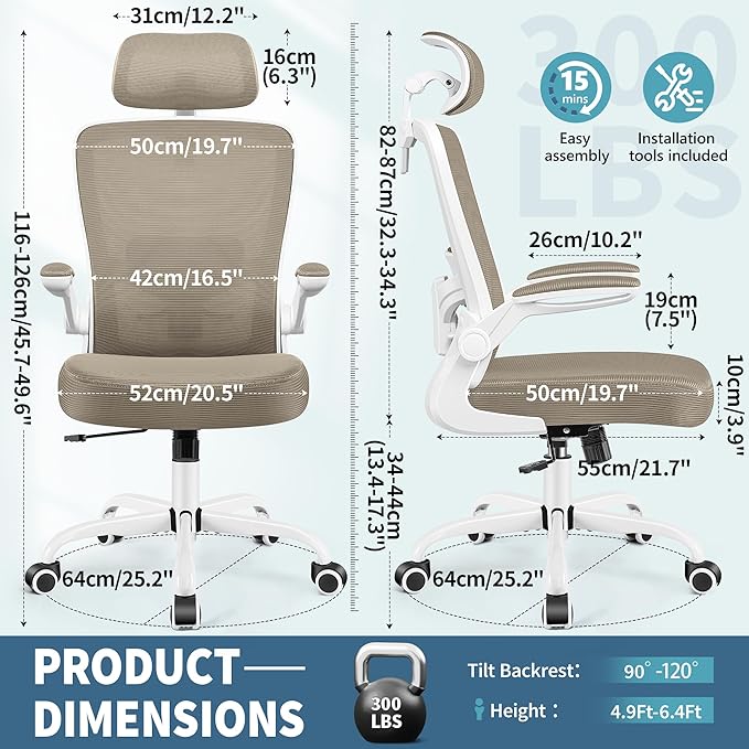 FelixKing Ergonomic Office Chair, Headrest Desk Chair Office Chair - Image 2