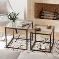 Garden 4 you Coffee Table Set of 2, Modern Glass Nesting Table, Metal Frame by Garden4you