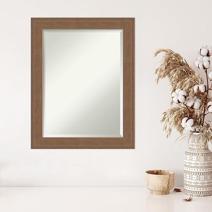Amanti Art Brown Wall Mirror 29x23 Alta Medium Brown Rectangle Bathroom Mirror - Image 5