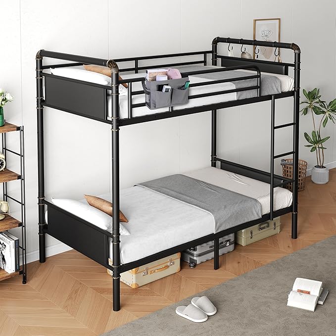 Metal Bunk Bed Twin Over Twin, Industrial Bunkbeds Heavy Duty Bed - Image 9