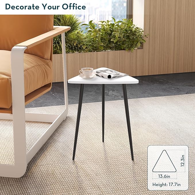 SAYGOER White Side Table Small Triangle End Tables Modern Narrow Sofa Table - Image 6