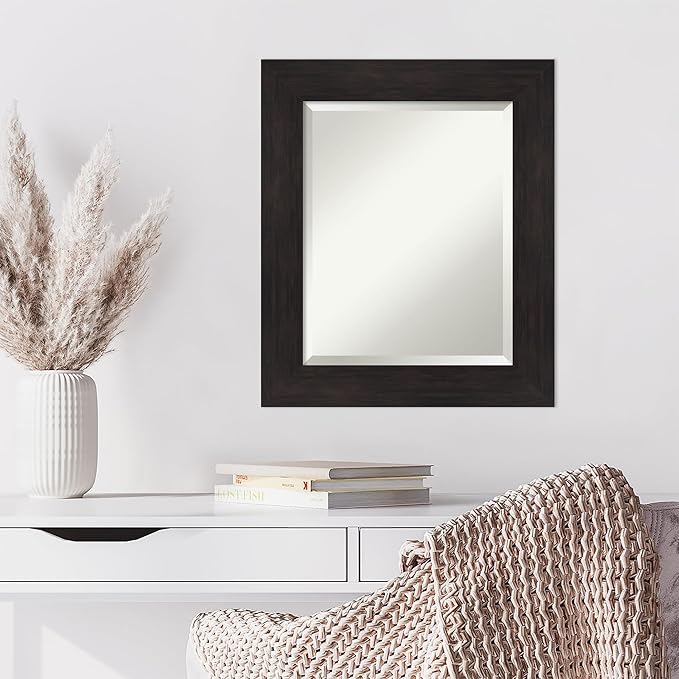 Amanti Art Brown Wall Mirror 26x22 Furniture Espresso Rectangle Bathroom Mirror - Image 6